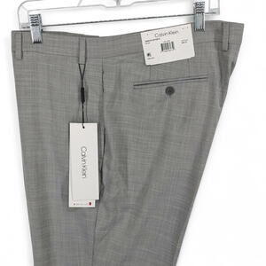Calvin Klein Men's Slim-Fit Wool Stretch Suit Dress Pants Grey Solid 40 x 32